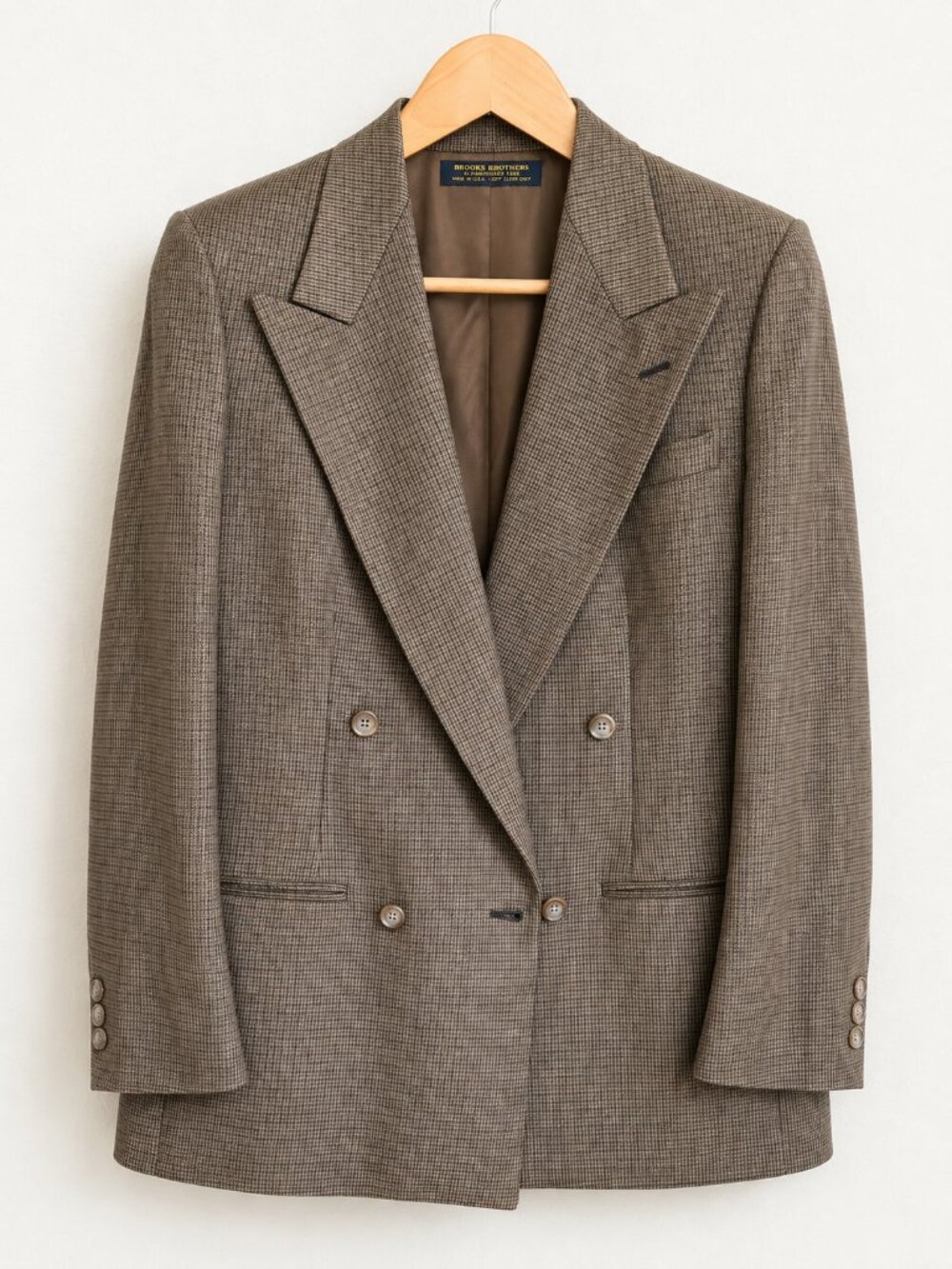 Vintage Brooks Brothers Women's 8 Houndstooth Double Breasted Blazer Made in USA